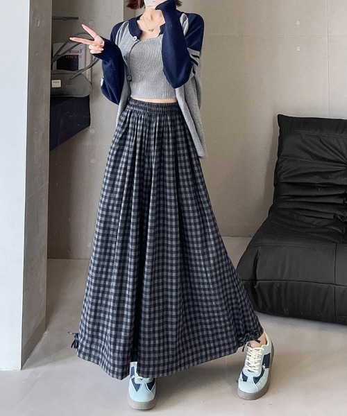 ReRe(リリ)の「チェック柄ドロストワイドパンツ(その他パンツ・レディース・ブラック/ワインレッド/ネイビー・FREE)」の15枚目の写真