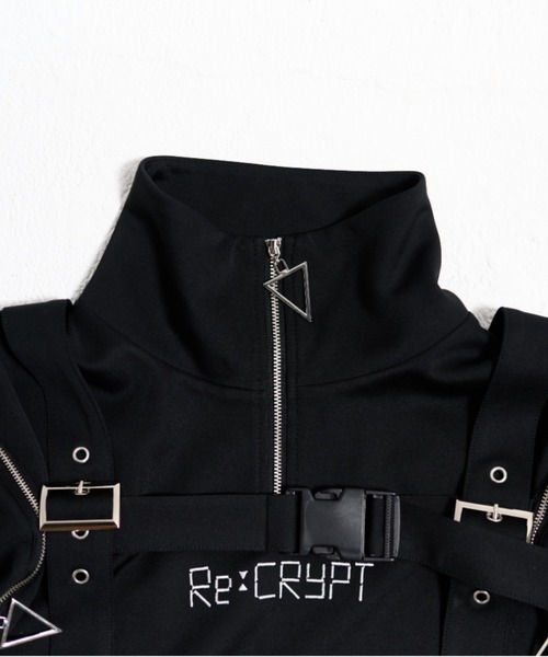 Re:CRYPT(リクリプト)の「2WAYハーネス ハーフジップスウェット / 裏毛 オーバーサイズ フロントロゴ(スウェット・レディース・ブラック・F)」の9枚目の写真
