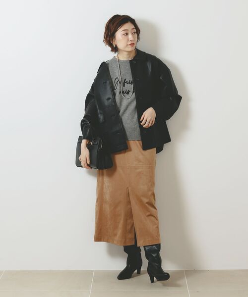 le.coeur blanc（ルクールブラン）の「メッセージ刺繍プルオーバー（ニット/セーター・レディース・キャメル/グレー/アイボリー・38）」の5枚目の写真