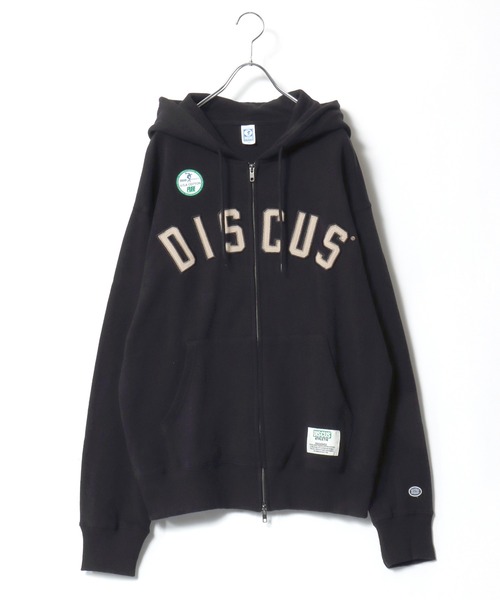DISCUS ATHLETIC(ディスカス アスレチック)の「DISCUS ATHLETIC(ディスカスアスレチック)カレッジロゴアップリケ USAコットン ヘビーウェイトスウェットジップパーカー ユニセックス(パーカー・メンズ・ブラック/アッシュグレー/ブラウン・M/L/XL)」の2枚目の写真