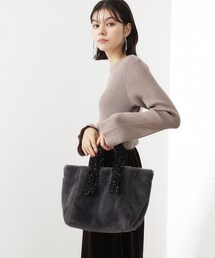 THE SHOP TK  | フリルハンドルフェイクファーバッグ(トートバッグ)