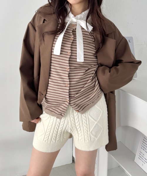 SOLLON.(ソルロン)の「ケーブルニットホットパンツ(その他パンツ・レディース・アイボリー/ブラック/グレー/チャコールグレー・FREE)」の6枚目の写真