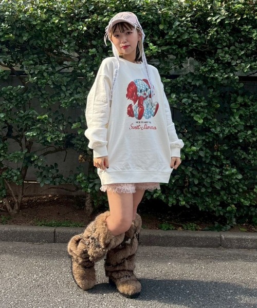 Candy Stripper（キャンディストリッパー）の「SWEET MEMORIES SWEAT ワンピース（スウェット・レディース・ブラック/レッド/ピンク/オフホワイト・FREE）」の8枚目の写真