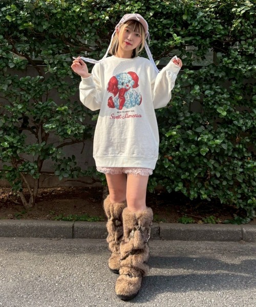 Candy Stripper（キャンディストリッパー）の「SWEET MEMORIES SWEAT ワンピース（スウェット・レディース・ブラック/レッド/ピンク/オフホワイト・FREE）」の7枚目の写真