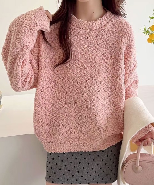 2ly2(トゥーリートゥー)の「もこもこ質感が可愛い♪ゆったりニットプルオーバー(ニット/セーター・レディース・パープル/ベージュ/ピンク/ライトブルー/アイボリー・FREE)」の5枚目の写真
