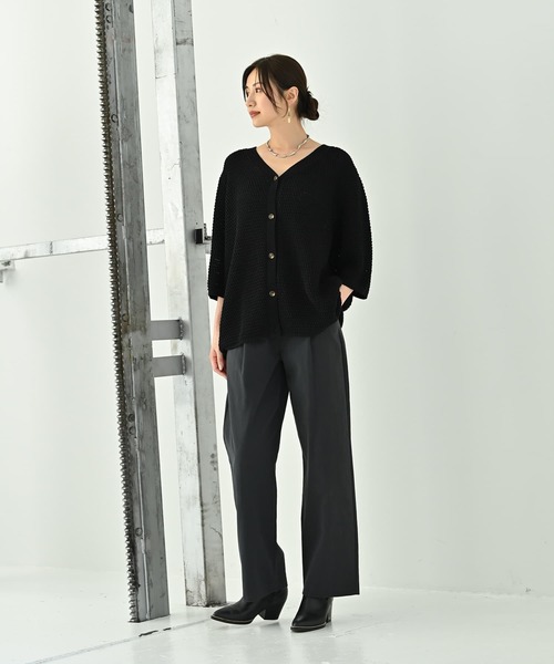 STYLE DELI(スタイルデリ)の「【BLK001】ストラクチャーリブカーディガン(カーディガン/ボレロ・レディース・ブラック・FREE)」の11枚目の写真