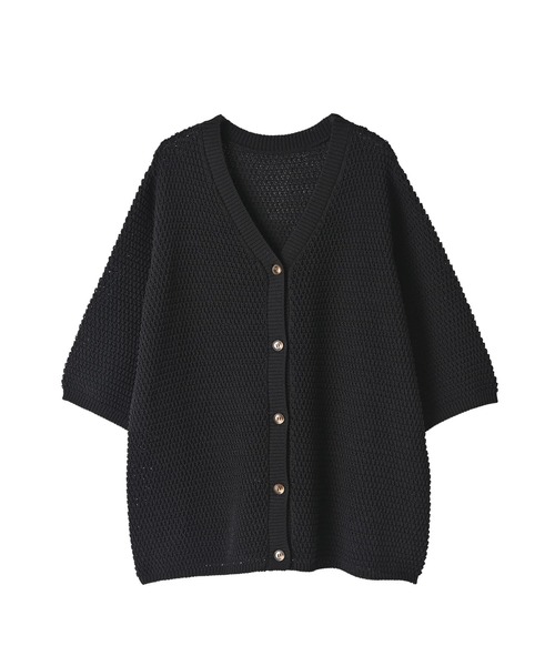 STYLE DELI(スタイルデリ)の「【BLK001】ストラクチャーリブカーディガン(カーディガン/ボレロ・レディース・ブラック・FREE)」の4枚目の写真