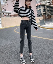 【URGE：】ハイウエスト クロップド パンツ