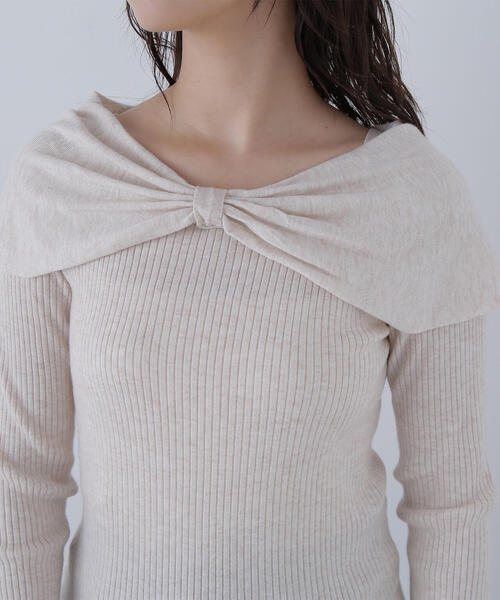 NATURAL BEAUTY BASIC(ナチュラルビューティーベーシック)の「◇フロントリボンニット(ニット/セーター・レディース・オフホワイト/グレー/ブラック・FREE)」の7枚目の写真