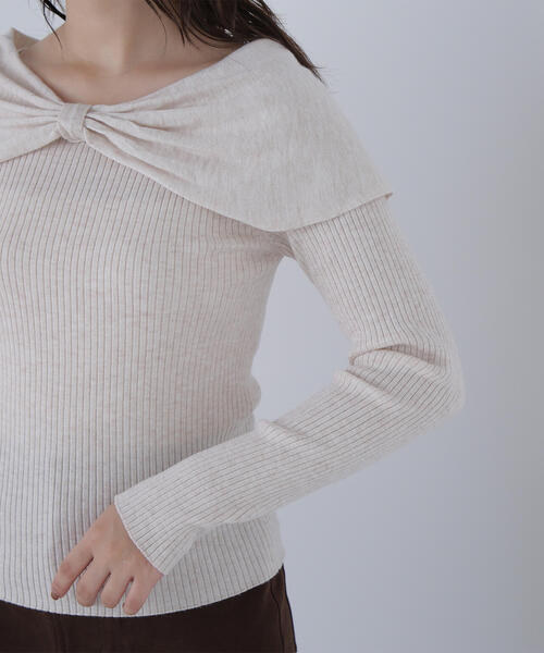 NATURAL BEAUTY BASIC(ナチュラルビューティーベーシック)の「◇フロントリボンニット(ニット/セーター・レディース・オフホワイト/グレー/ブラック・FREE)」の8枚目の写真