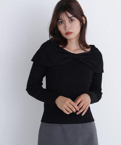 カシミヤブレンドデコルテリブニットプルオーバー（ニット/セーター