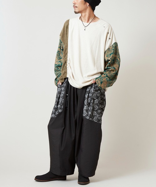 チャイハネ（チャイハネ）の「【チャイハネ】ヤオリ異素材パッチワークMEN'Sパンツ（その他パンツ・メンズ・ブラック/ブルー/ベージュ・FREE）」の5枚目の写真