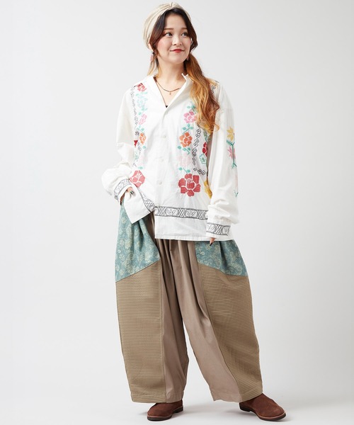 チャイハネ（チャイハネ）の「【チャイハネ】ヤオリ異素材パッチワークMEN'Sパンツ（その他パンツ・メンズ・ブラック/ブルー/ベージュ・FREE）」の12枚目の写真