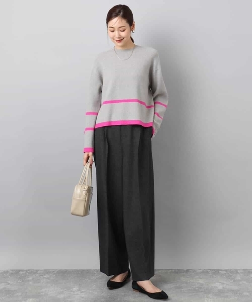 MK MICHEL KLEIN(エムケーミッシェルクラン)の「配色ライン片畦編みニット/洗える(ニット/セーター・レディース・グレー/アイボリー/ネイビー/ライトブルー/ホワイト/ネイビー系・38)」の18枚目の写真