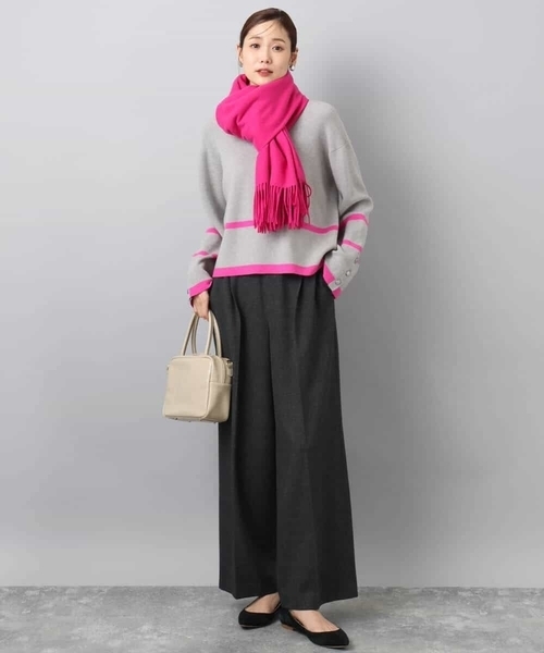 MK MICHEL KLEIN(エムケーミッシェルクラン)の「配色ライン片畦編みニット/洗える(ニット/セーター・レディース・グレー/アイボリー/ネイビー/ライトブルー/ホワイト/ネイビー系・38)」の19枚目の写真