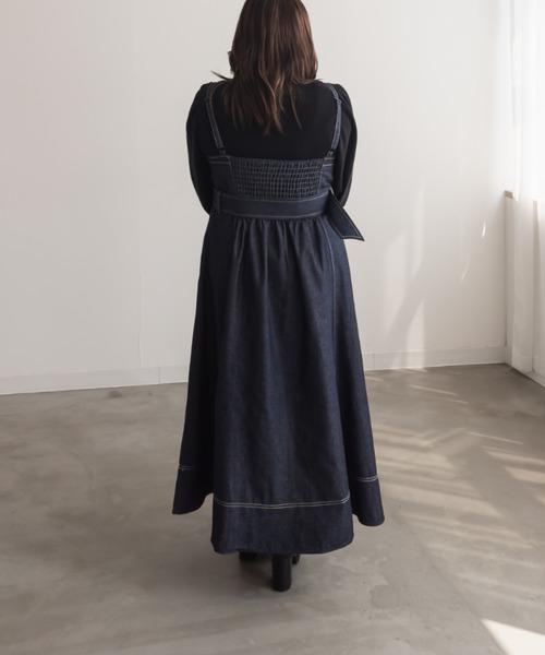 CLETTE（クレット）の「配色ステッチデニムフレアワンピース（ワンピース・レディース・ネイビー・LL/3L/4L）」の10枚目の写真