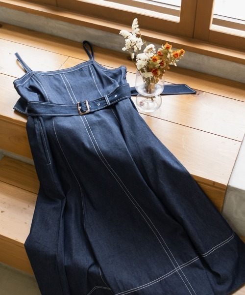 CLETTE（クレット）の「配色ステッチデニムフレアワンピース（ワンピース・レディース・ネイビー・LL/3L/4L）」の11枚目の写真