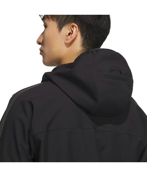adidas（アディダス）の「アディダス adidas スリーストライプス レギュラーフィット 圧着加工フリース フード付きウインドジャケット（ナイロンジャケット・メンズ・オリーブ/ネイビー/ブラック・S/M/L/LL/3L）」の10枚目の写真