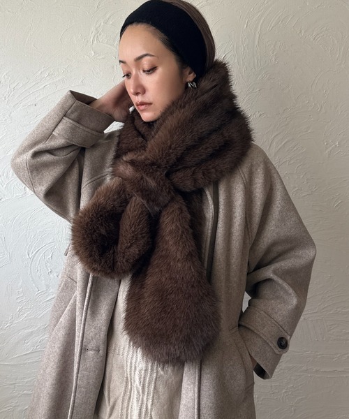 ファー付きストール　腰巻き　ストール 楽天市場】ファー付き ストールの通販