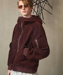 《UNISEX》Flocky Denim Prime-Over Zip Blouson/フロッキーデニムプライムオーバーZIPブルゾン【MAISON SPECIAL/メゾンスペシャル】