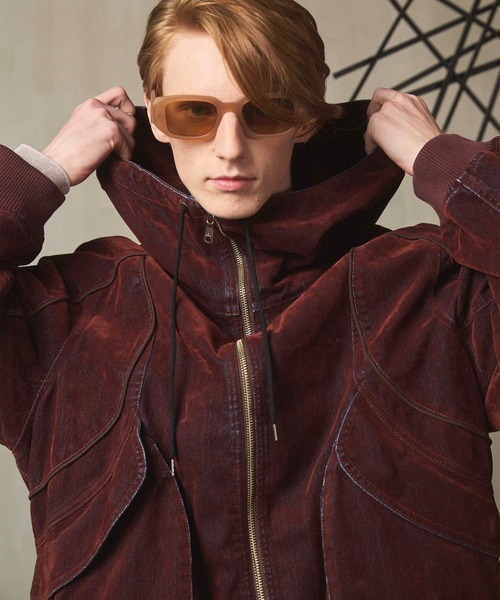 MAISON SPECIAL(メゾンスペシャル)の「《UNISEX》Flocky Denim Prime-Over Zip Blouson/フロッキーデニムプライムオーバーZIPブルゾン【MAISON SPECIAL/メゾンスペシャル】(ブルゾン・メンズ・ブラウン/ライトグレー/ブラック・2/1/0)」の9枚目の写真