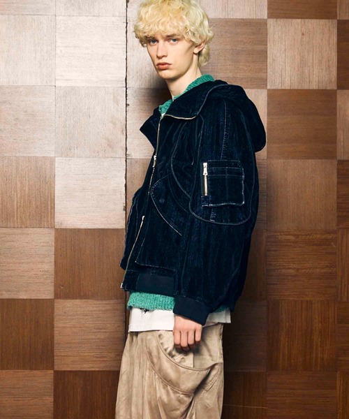 UNISEX》Flocky Denim Prime-Over Zip Blouson/フロッキーデニム