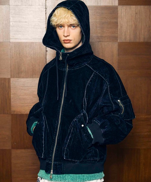 MAISON SPECIAL(メゾンスペシャル)の「《UNISEX》Flocky Denim Prime-Over Zip Blouson/フロッキーデニムプライムオーバーZIPブルゾン【MAISON SPECIAL/メゾンスペシャル】(ブルゾン・メンズ・ブラウン/ライトグレー/ブラック・2/1/0)」の6枚目の写真