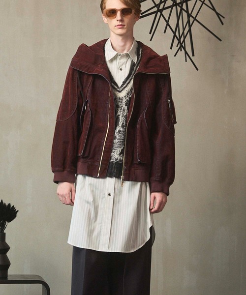 UNISEX》Flocky Denim Prime-Over Zip Blouson/フロッキーデニム