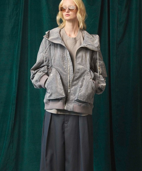 MAISON SPECIAL(メゾンスペシャル)の「《UNISEX》Flocky Denim Prime-Over Zip Blouson/フロッキーデニムプライムオーバーZIPブルゾン【MAISON SPECIAL/メゾンスペシャル】(ブルゾン・メンズ・ブラウン/ライトグレー/ブラック・2/1/0)」の16枚目の写真