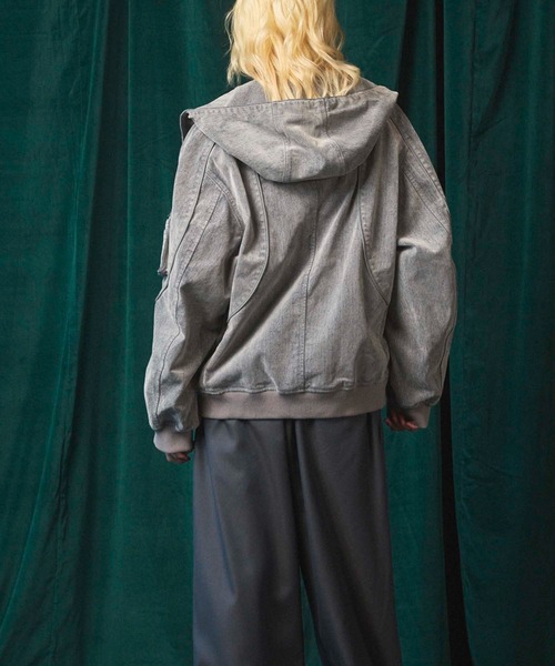 MAISON SPECIAL(メゾンスペシャル)の「《UNISEX》Flocky Denim Prime-Over Zip Blouson/フロッキーデニムプライムオーバーZIPブルゾン【MAISON SPECIAL/メゾンスペシャル】(ブルゾン・メンズ・ブラウン/ライトグレー/ブラック・2/1/0)」の18枚目の写真