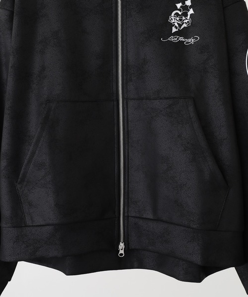 Ed Hardy（エドハーディー）の「ED HARDY PU風スウェードタッチダンボール トライバル刺繍ダブルZIPパーカー（パーカー・メンズ・ブラック・M/L）」の22枚目の写真