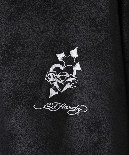 Ed Hardy（エドハーディー）の「ED HARDY PU風スウェードタッチダンボール トライバル刺繍ダブルZIPパーカー（パーカー・メンズ・ブラック・M/L）」の21枚目の写真