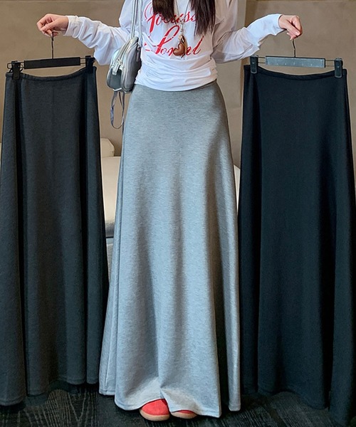 meJane（ミージェーン）の「ポンチ ロングフレアースカート（スカート・レディース・ブラック/グレー/チャコールグレー・S/L/M）」の6枚目の写真