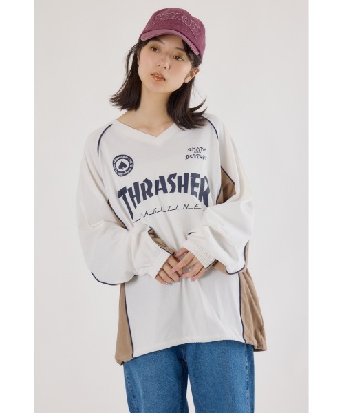 RODEO CROWNS WIDE BOWL（ロデオクラウンズワイドボウル）の「THRASHER GAME L/S Tシャツ（Tシャツ/カットソー・レディース・オフホワイト/ブラック/ネイビー・FREE）」の2枚目の写真