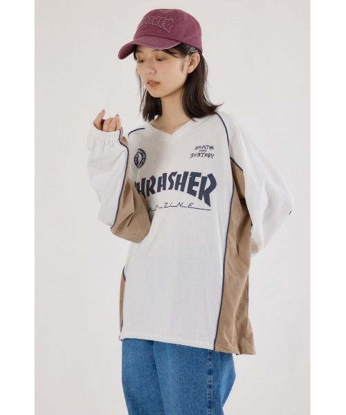 RODEO CROWNS WIDE BOWL（ロデオクラウンズワイドボウル）の「THRASHER GAME L/S Tシャツ（Tシャツ/カットソー・レディース・オフホワイト/ブラック/ネイビー・FREE）」の4枚目の写真