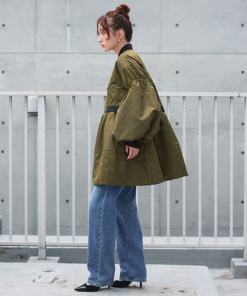 Narcissus（ナルシス）の「【Original Design】ボンバーMA-1ジャケット/ブルゾン/モード/ライトアウター《動画あり》（MA-1・レディース・ブラック/カーキ・FREE）」の4枚目の写真