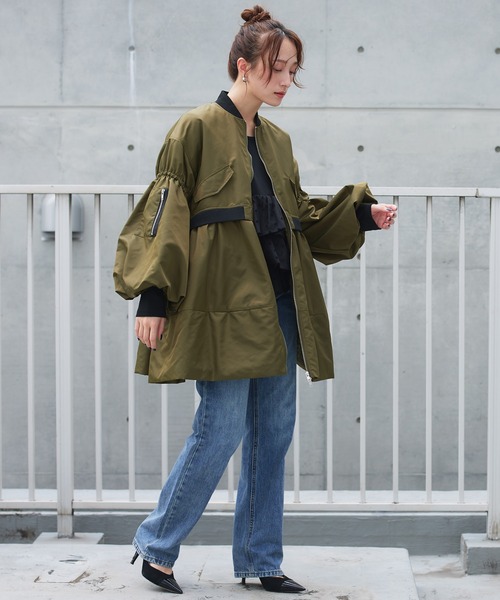 Narcissus（ナルシス）の「【Original Design】ボンバーMA-1ジャケット/ブルゾン/モード/ライトアウター《動画あり》（MA-1・レディース・ブラック/カーキ・FREE）」の6枚目の写真