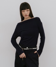 HANNE | ドレープネックオフショルダーロンTEE(Tシャツ/カットソー)