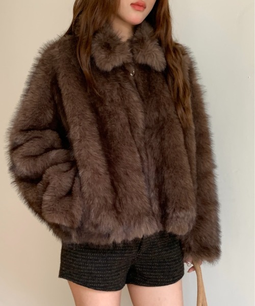 ViViDAY（ビビデー）の「【新色追加】エコファーコート（ブルゾン・レディース・グレー/ブラウン/ベージュ・M）」の2枚目の写真