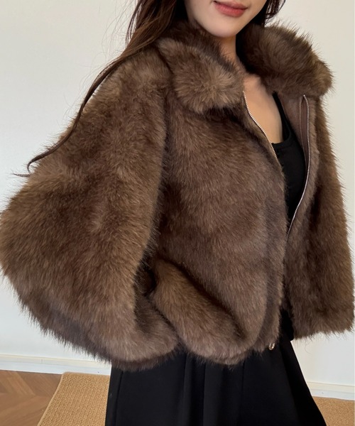 ViViDAY（ビビデー）の「【新色追加】エコファーコート（ブルゾン・レディース・グレー/ブラウン/ベージュ・M）」の9枚目の写真