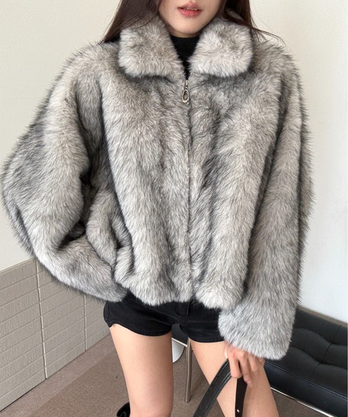 ViViDAY（ビビデー）の「【新色追加】エコファーコート（ブルゾン・レディース・グレー/ブラウン/ベージュ・M）」の5枚目の写真