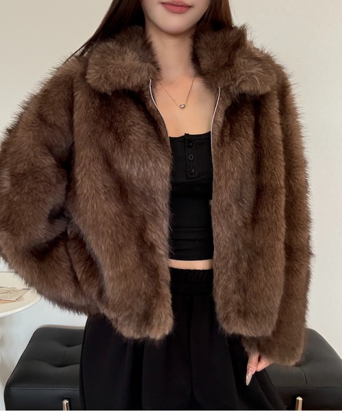 ViViDAY（ビビデー）の「【新色追加】エコファーコート（ブルゾン・レディース・グレー/ブラウン/ベージュ・M）」の12枚目の写真