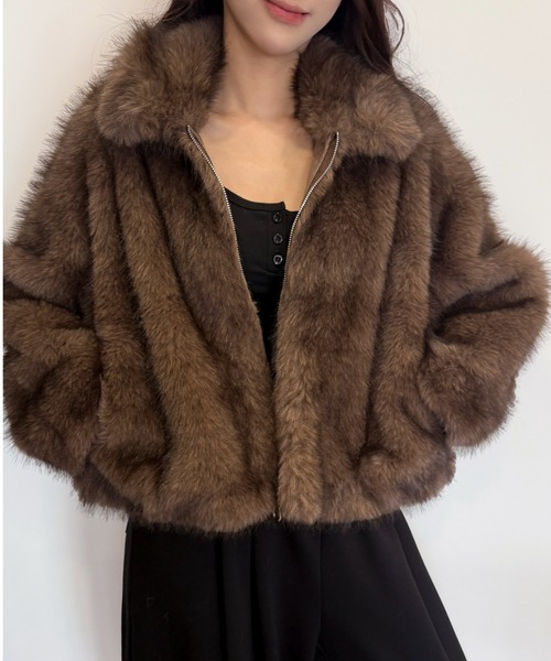 ViViDAY（ビビデー）の「【新色追加】エコファーコート（ブルゾン・レディース・グレー/ブラウン/ベージュ・M）」の13枚目の写真