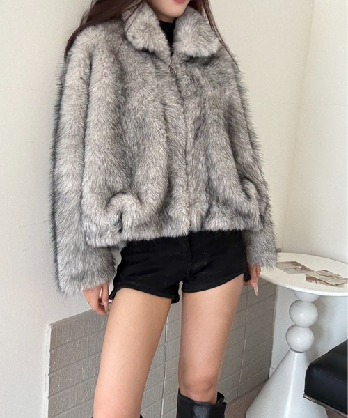 ViViDAY（ビビデー）の「【新色追加】エコファーコート（ブルゾン・レディース・グレー/ブラウン/ベージュ・M）」の14枚目の写真