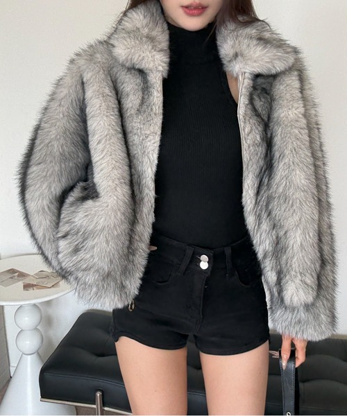 ViViDAY（ビビデー）の「【新色追加】エコファーコート（ブルゾン・レディース・グレー/ブラウン/ベージュ・M）」の17枚目の写真