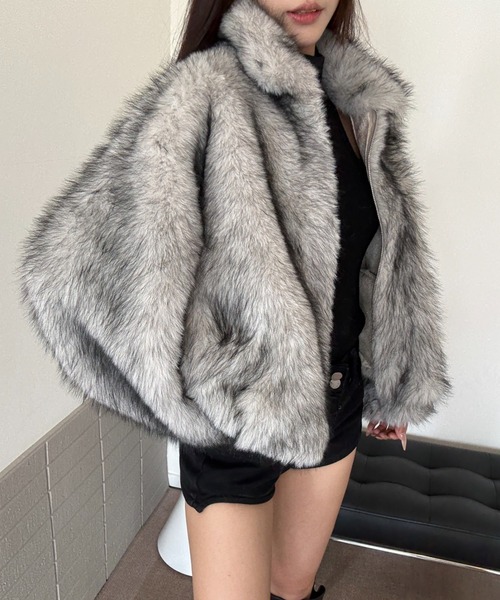 ViViDAY（ビビデー）の「【新色追加】エコファーコート（ブルゾン・レディース・グレー/ブラウン/ベージュ・M）」の4枚目の写真