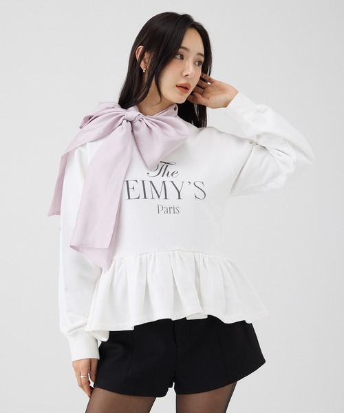 EIMY ISTOIRE（エイミーイストワール）の「バリエプリントぺプラムスウェットトップス（スウェット・レディース・グレー/ホワイト・F）」の8枚目の写真