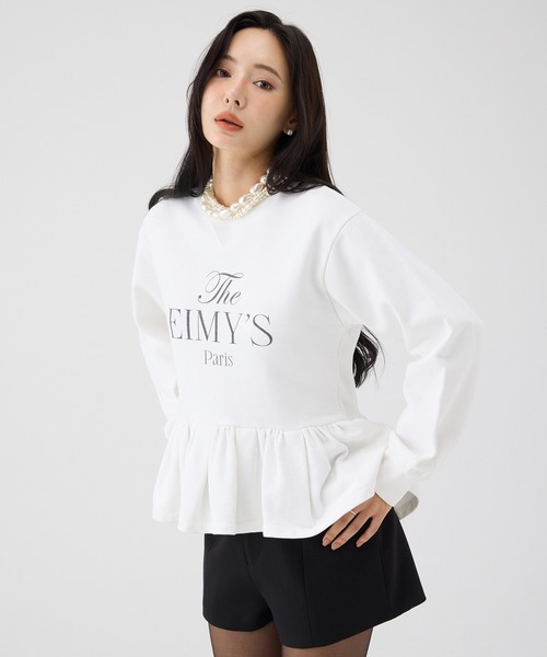 EIMY ISTOIRE（エイミーイストワール）の「バリエプリントぺプラムスウェットトップス（スウェット・レディース・グレー/ホワイト・F）」の3枚目の写真