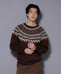ノルディック柄ニット」に該当するニット/セーター（ブラウン/茶色系