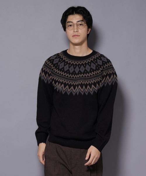 NANO universe(ナノユニバース)の「モールヤーンノルディックニット(ニット/セーター・メンズ・ブラック/ネイビー/ブラウン・L/M)」の5枚目の写真